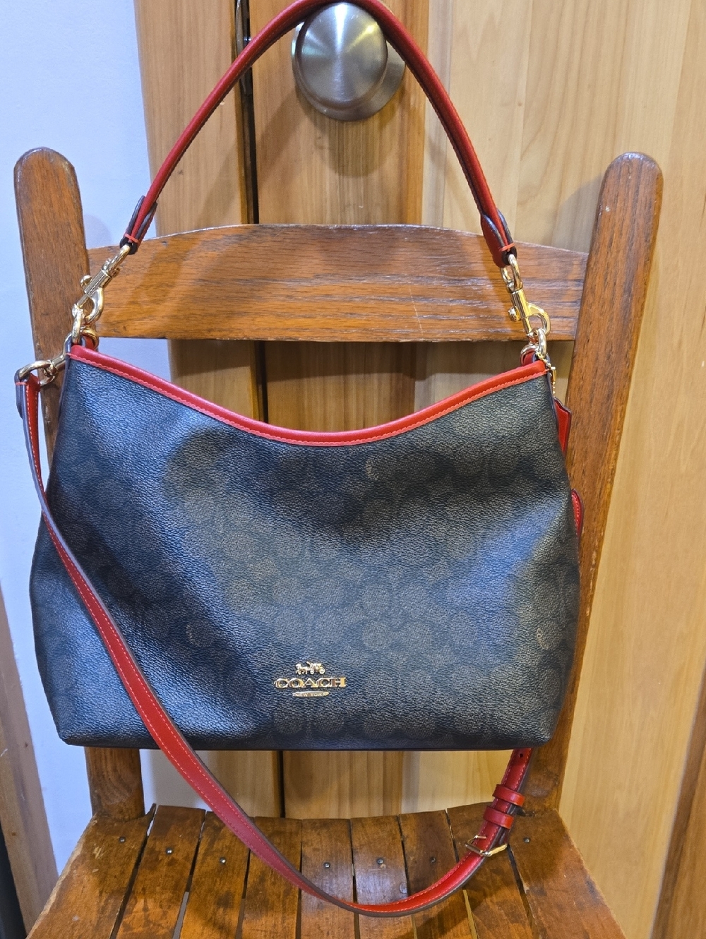 Coach Laurel In Dark Brown And Red
